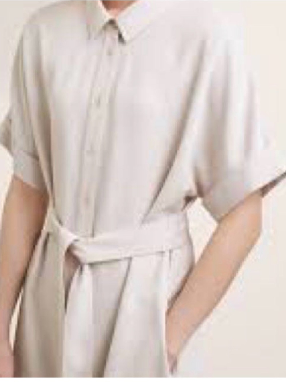 Babaton Cream Short-Sleeve Button Midi Shirt Dress
